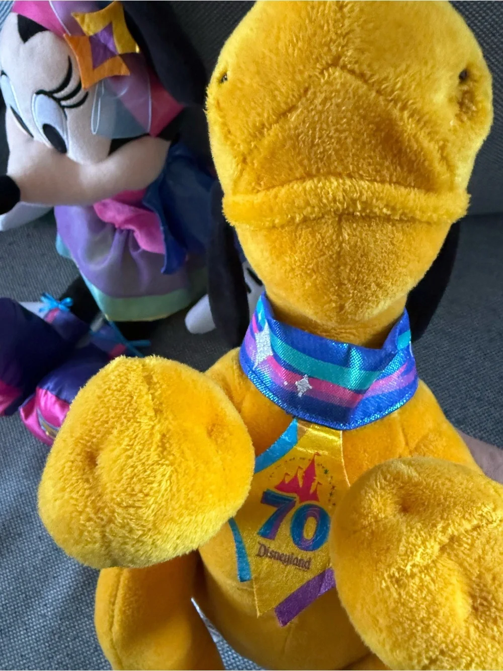 Disney Minnie Mouse Plush and Pluto 70th Anniversary Set - Pink, Purple, Yellow